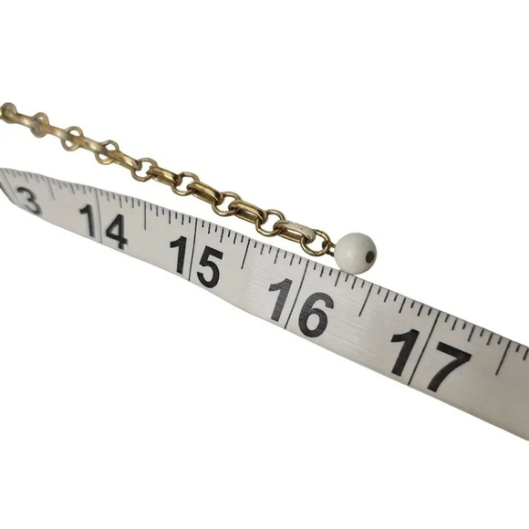 Coro White Thermoset Shell Necklace Gold Tone Vintage 16" - Picture 10 of 10